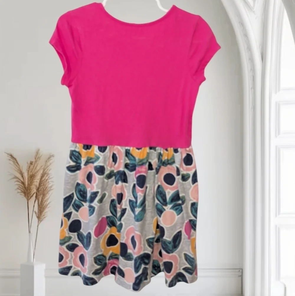 Gymboree Girls Vibrant Pink Tee Dress Casual Cotton Size S (5-6)